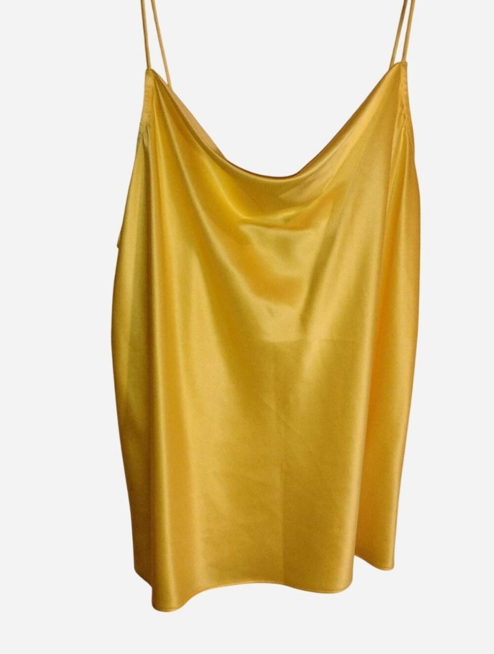 Nine West Yellow Satin Cowl Neck Cami Tank Top - Size M